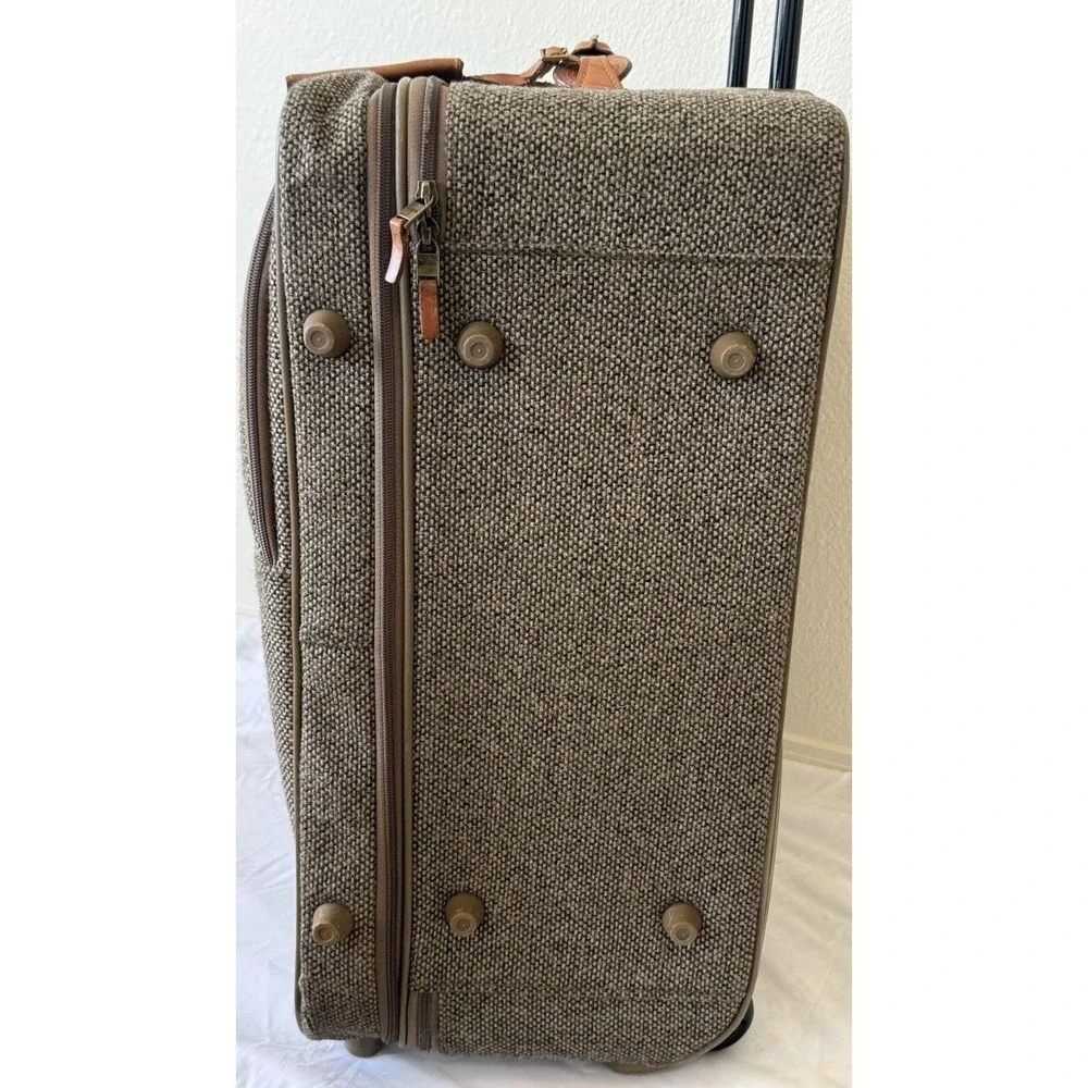 Vintage Hartmann Tweed Leather Rolling Suitcase 2 Wheeled Carry On Bag 22
